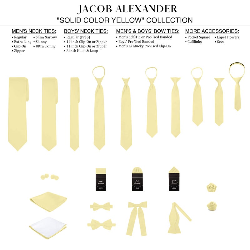 Jacob Alexander Solid Color Men's Regular Tie - Yellow - Image 5